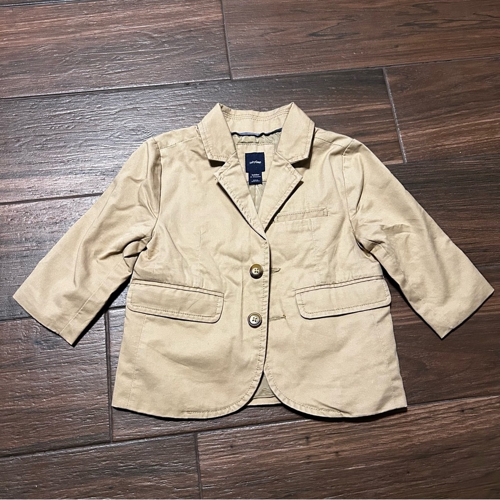 Baby Gap Blazer Jacket 12-18 Months Dark Khaki Gold Lining‎ NWT